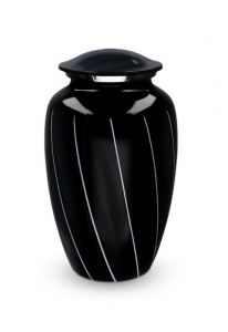 Aluminium modern urna 'Elegance' svart med vita linjer