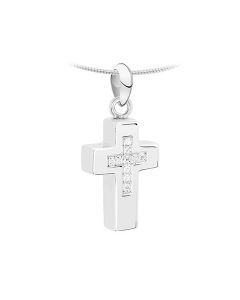 Silver ask smycke 'Kors' (zirkonia stenar)
