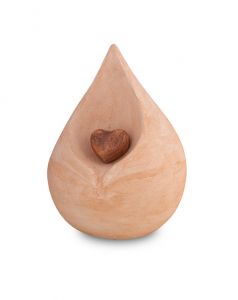Biologiskt nedbrytbar urna av lera 'Celest' med hjärta