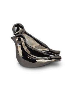 Miniurna av keramik „Birds of Love“, silverfärgad
