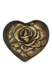Miniurna brons hjärt med ros 