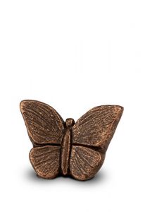 Keramisk mini urna fjäril bronsfärgad