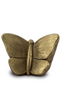 Keramisk konst mini urna fjäril guldfärgad