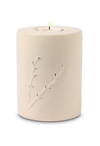 Mini keramikurna 'Rondo' med ljushållare beige