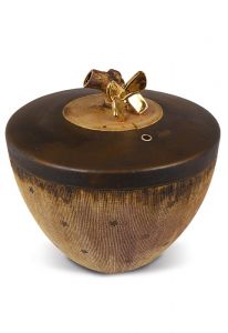 Handgjorda keramikurna 'Tolos' brun-guld