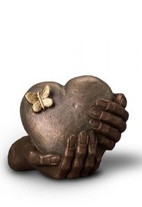 Mini keramikurna 'Ont i hjärtat' | brons & silvergrå