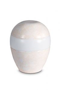 Miniurna i porslin 'Planet' - Beige blommotiv i relief
