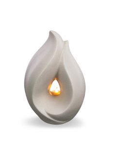 Ljushållarurna Flame of Memory - vit sand