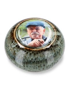Anpassningsbar Mini-urna av keramik med rund porslinsfoto i olika färger