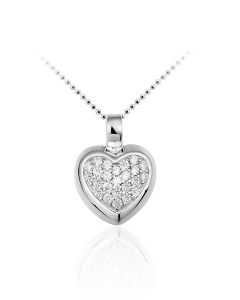 Minnessmycke 'Hjärta' av silver med zirkonia