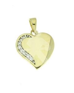 Minnessmycke 'Hjärta' av 14 karat guld med zirkonia stenar