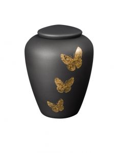 Glasurna antracit med guld fjärilar