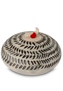 Handgjord mini keramikurna med svarta ränder