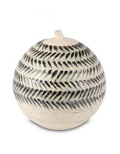 Handgjord keramikurna med svarta ränder