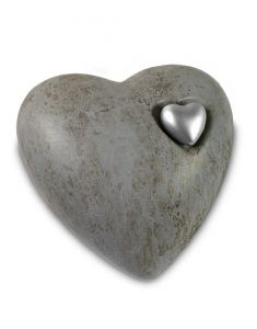 Keramikurna grå med silverhjärta