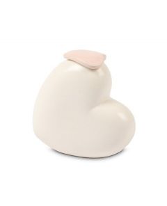 Miniurna 'För alltid i våra hjärtan' med rosa hjärtformat lock