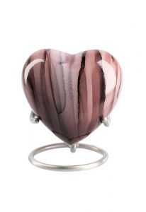 Mini urna hjärta 'Elegance' med rosa ränder (med behållare)
