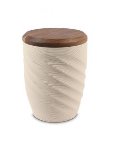 Keramikurna 'Twist' beige med valnötslock