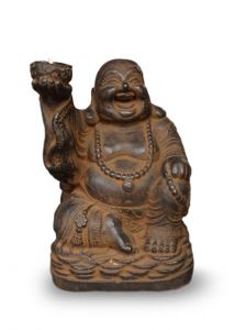 Skrattande Buddha brons med värmeljus