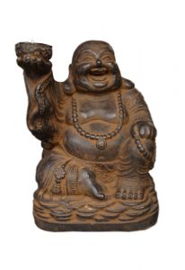 Skrattande Buddha brons med värmeljus