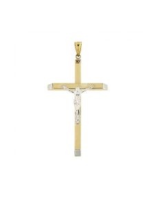 Minnessmycke 'Kors med Kristus' av 14 karat bicolor guld