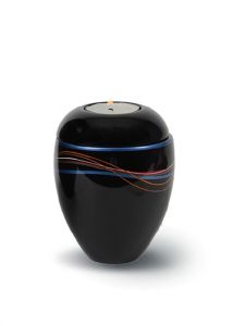 Glasfiber miniurna 'Odine' med värmeljus och blå band