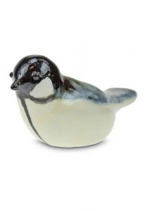 Mini keramikurna 'Fågel' svart/gul