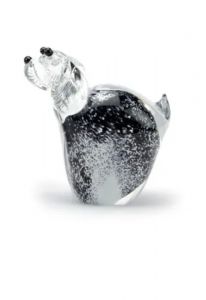 Mini kristallglasurna 'Hund' svart/vit