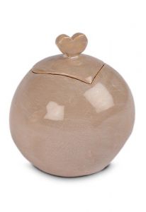 Mini keramikurna 'Love' kaffe brun med hjärta