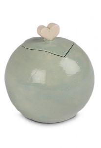 Mini keramikurna 'Love' grågrön med hjärta