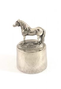 Häst stående urna silvertenn
