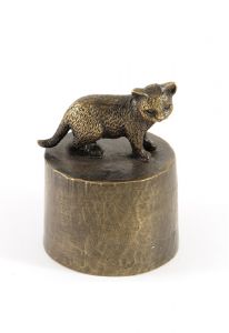 Katt liten gående urna bronsfärgad