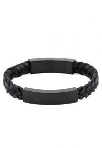 Flätad läderarmband med askhållare svart