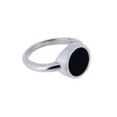 Askring onyx rund silver