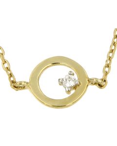 Halsband 'Circle' i 14k guld med zirkonia stenar