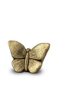 Keramisk mini urna fjäril guldfärgad