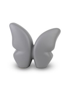 Liten handgjord fjärilsurna i keramik, grå