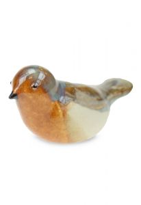 Mini keramikurna 'Fågel' rostbrun / beige