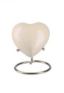 Mini urna hjärta 'Elegance' vit med pärlemor-utseende (med behållare)