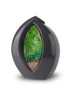 Keramisk urna ”Forever Framed” i mörkgrå, anpassningsbar med bild