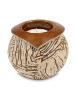 Handgjord miniurna "Ares" med ljushållare - beige