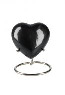 Mini urna hjärta 'Elegance' svart med pärlemor-utseende (med behållare)