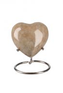 Mini urna hjärta 'Elegance' i beige naturstenslook (med behållare)