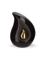 Mini Teardrop urna svart med liten guldfärgad droppe, olika storlekar