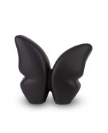 Liten handgjord fjärilsurna i keramik, svart