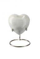 Mini urna hjärta 'Elegance' i vit-grå naturstenslook (med behållare)